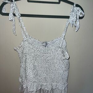 White Polka Dot Women's Top